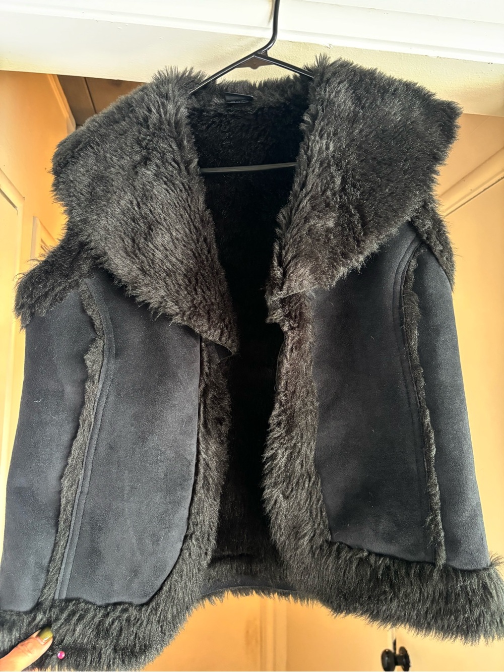 Cejon Black Faux Shearling Hooded Jacket